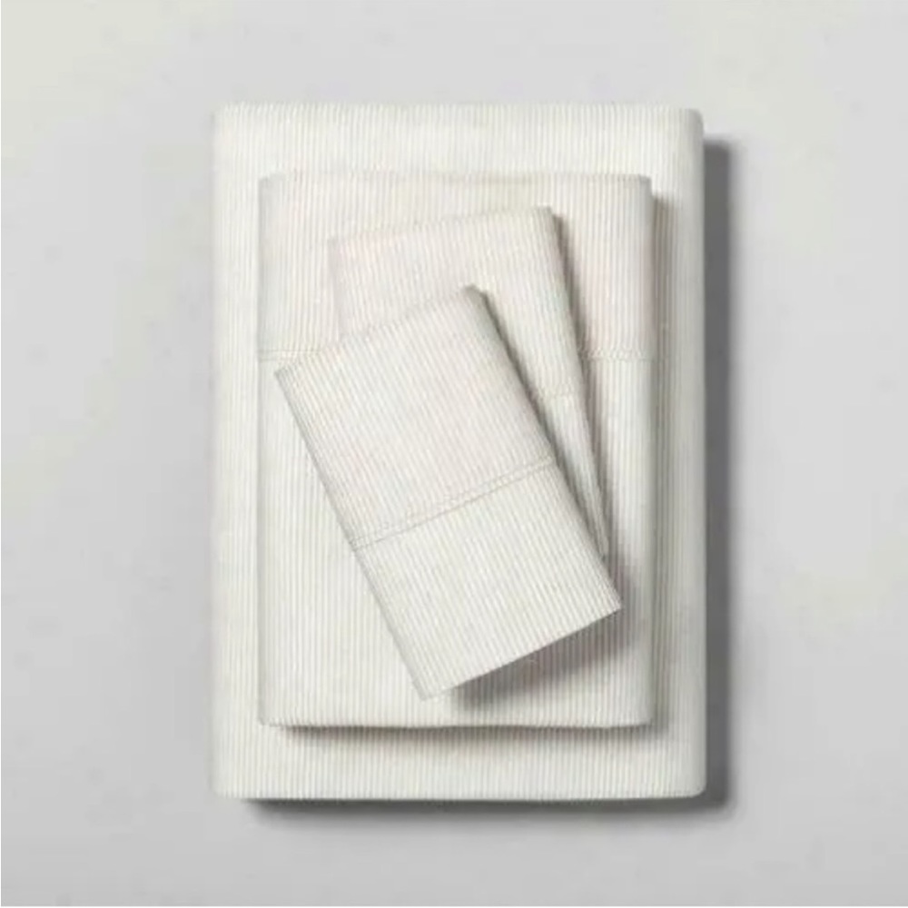 Hearth & Hand Magnolia Cotton Micro Stripe Sheet Set - Pebble (King) - Picture 2 of 4